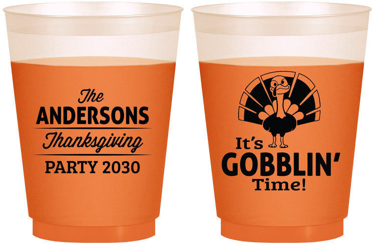 Custom Thanksgiving 16 oz Color Changing Frosted Cups - Turkey Gobblin | 260035