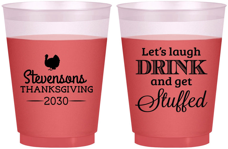 Custom Thanksgiving 16 oz Color Changing Frosted Cups - Turkey Stuffed | 260037