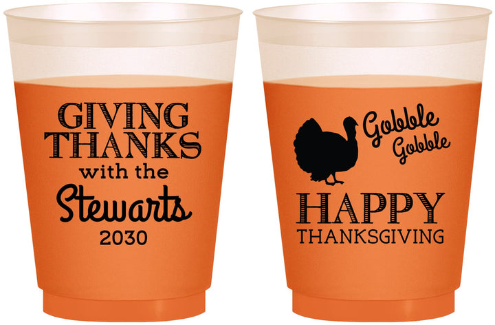 Custom Thanksgiving 16 oz Color Changing Frosted Cups - Gobble Gobble | 260040
