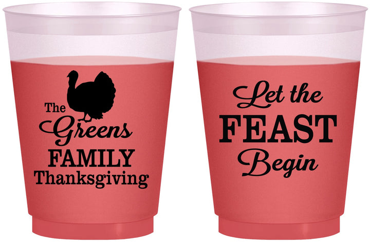 Custom Thanksgiving 16 oz Color Changing Frosted Cups - Let The Feast Begin | 260041