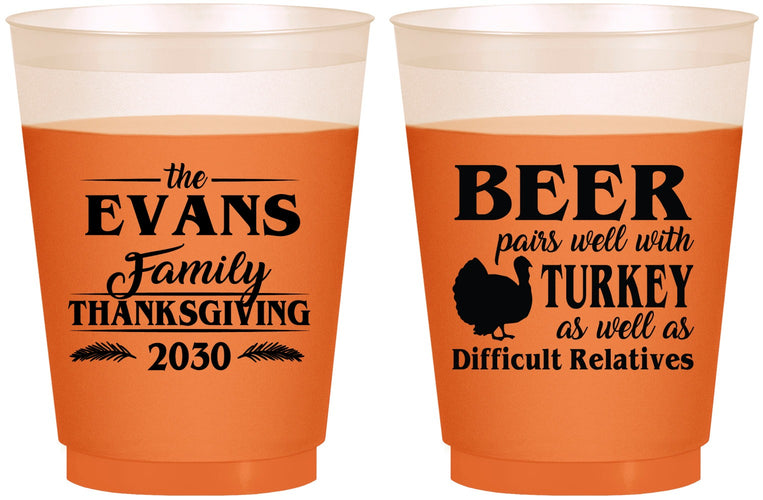 Custom Thanksgiving 16 oz Color Changing Frosted Cups - Turkey | 260042