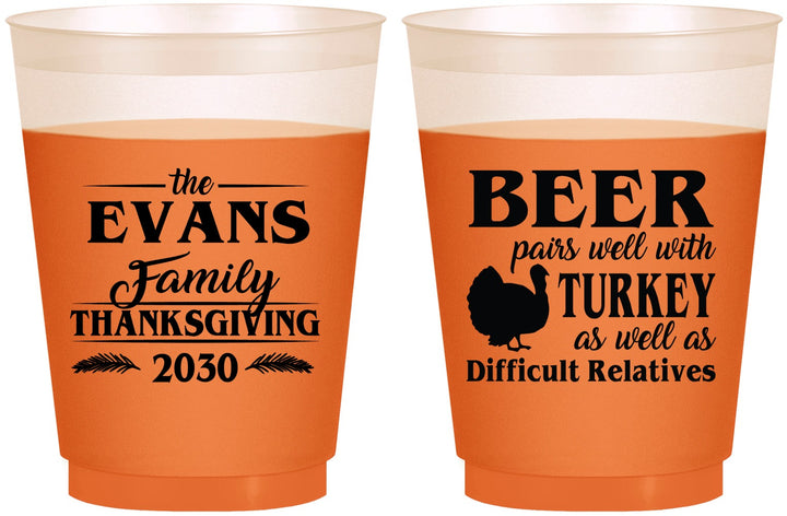 Custom Thanksgiving 16 oz Color Changing Frosted Cups - Turkey | 260042