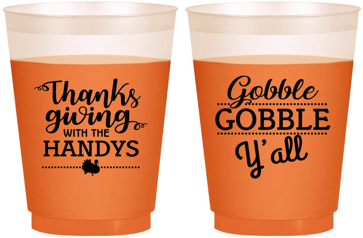 Custom Thanksgiving 16 oz Color Changing Frosted Cups - Gobble Gobble | 260044
