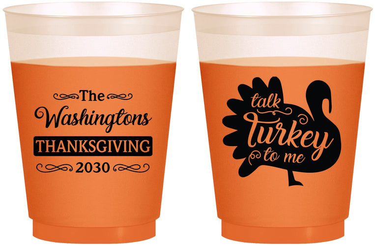 Custom Thanksgiving 16 oz Color Changing Frosted Cups - Talk Turkey To Me | 260046