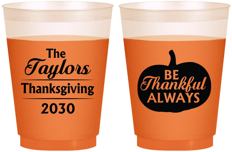 Custom Thanksgiving 16 oz Color Changing Frosted Cups - Pumpkin Thankful | 260047