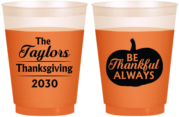 Custom Thanksgiving 16 oz Color Changing Frosted Cups - Pumpkin Thankful | 260047