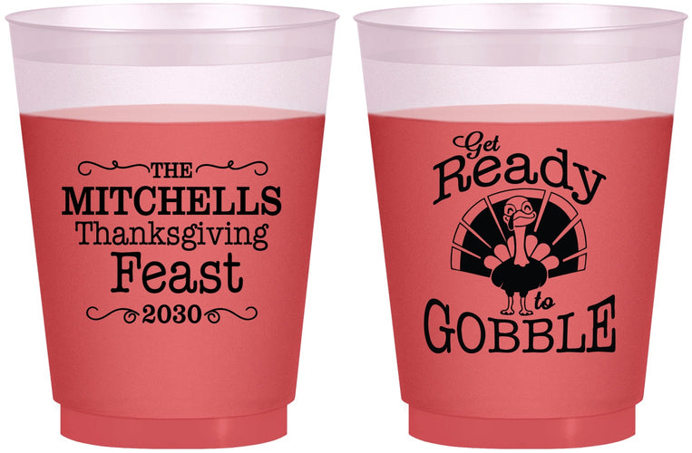Custom Thanksgiving 16 oz Color Changing Frosted Cups - Turkey Gobble | 260049