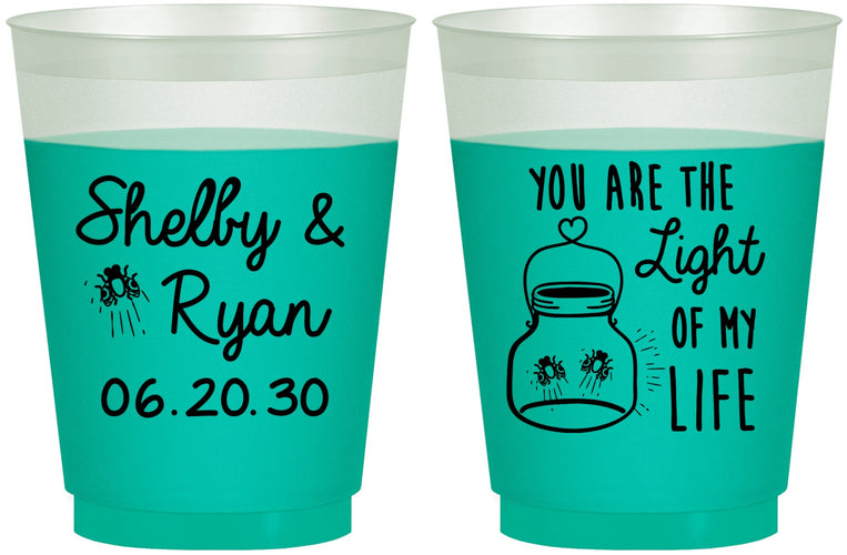 Custom Wedding 16 oz Color Changing Frosted Cups - You Are The Light Of My Life | 262
