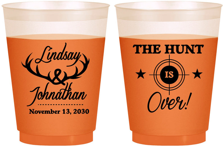 Custom Wedding 16 oz Color Changing Frosted Cups - The Hunt Is Over | 266