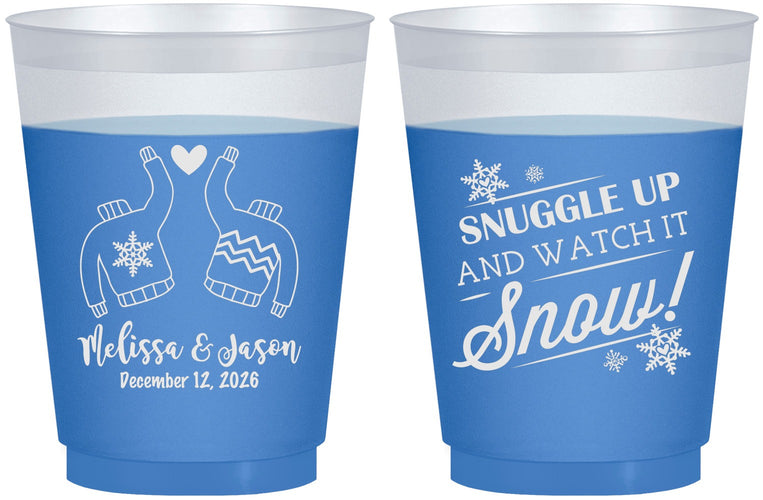 Custom Wedding 16 oz Color Changing Frosted Cups - Christmas Snow | 268