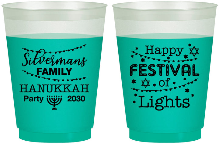 Custom Hanukkah 16 oz Color Changing Frosted Cups - Festival Of Lights | 270006