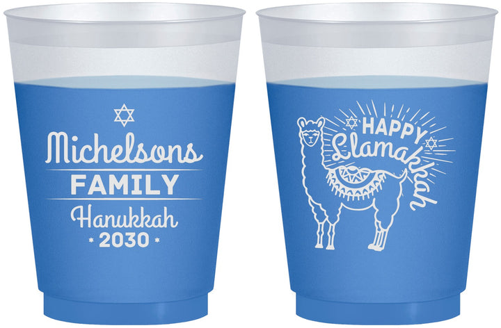 Custom Hanukkah 16 oz Color Changing Frosted Cups - Llamakkah | 270017