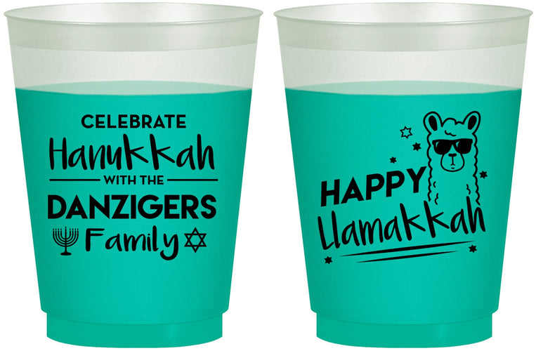 Custom Hanukkah 16 oz Color Changing Frosted Cups - Llamakkah | 270018