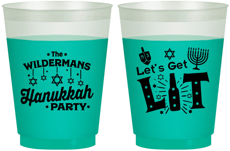 Custom Hanukkah 16 oz Color Changing Frosted Cups - Lets Get Lit | 270022