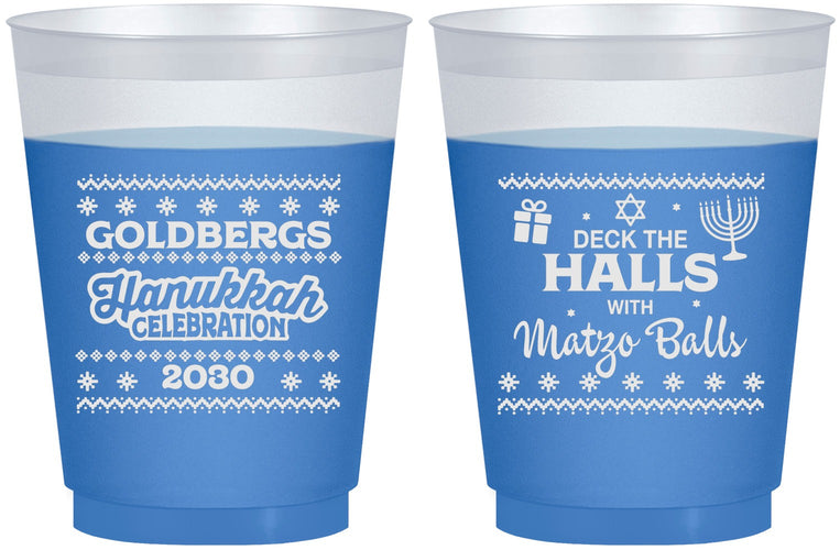 Custom Hanukkah 16 oz Color Changing Frosted Cups - Matzo Balls | 270029