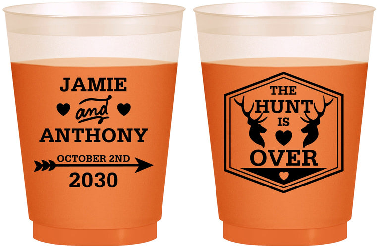 Custom Wedding 16 oz Color Changing Frosted Cups - The Hunt Is Over | 272