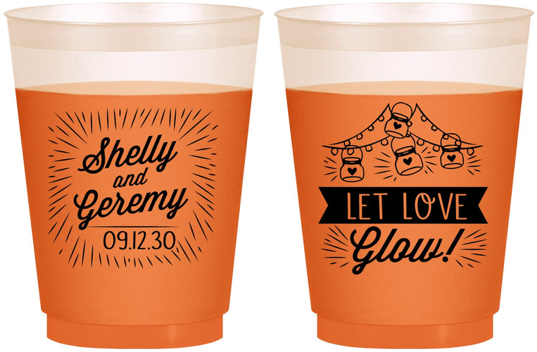 Custom Wedding 16 oz Color Changing Frosted Cups - Let Love Glow | 273