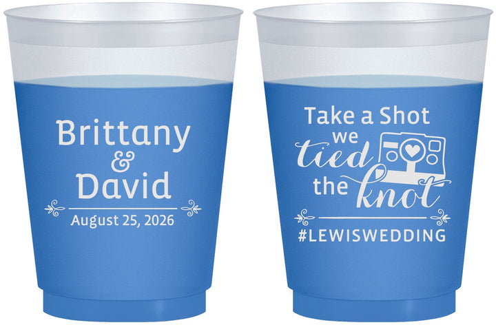 Custom Wedding 16 oz Color Changing Frosted Cups - Take A Shot We Tied The Knot | 277