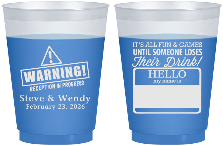 Custom Wedding 16 oz Color Changing Frosted Cups - Hello My Name Is | 280