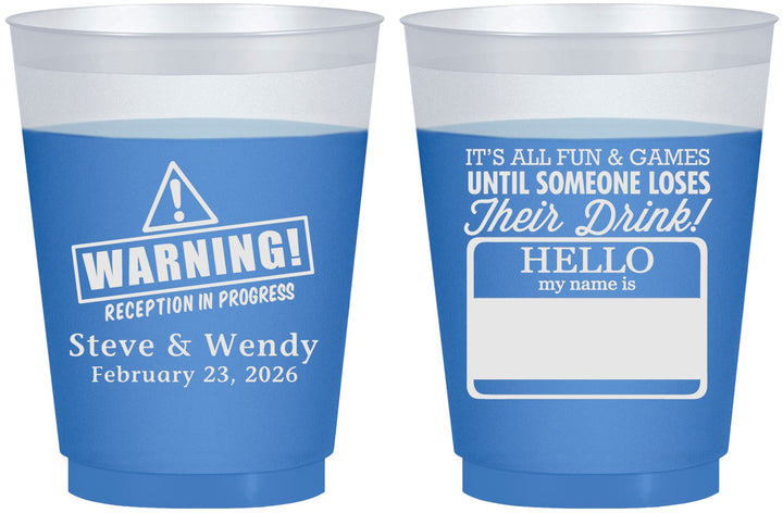 Custom Wedding 16 oz Color Changing Frosted Cups - Hello My Name Is | 280