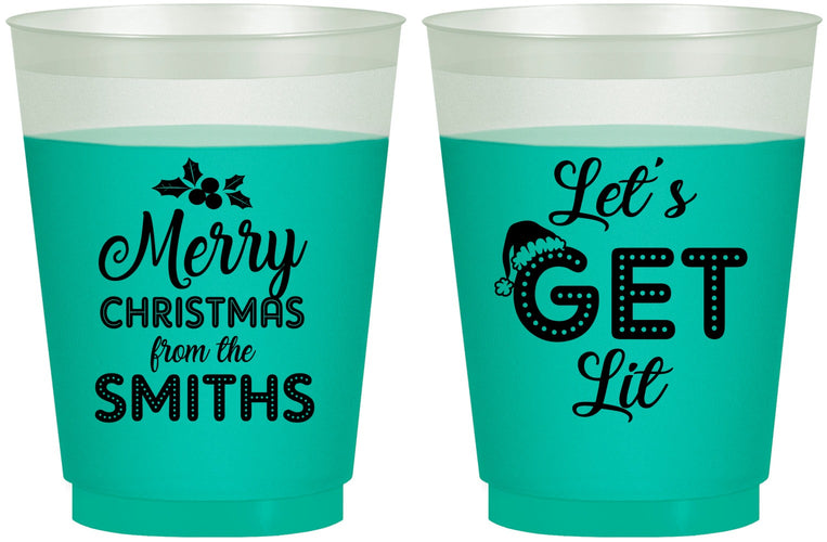 Custom Christmas 16 oz Color Changing Frosted Cups - Lets Get Lit | 280001