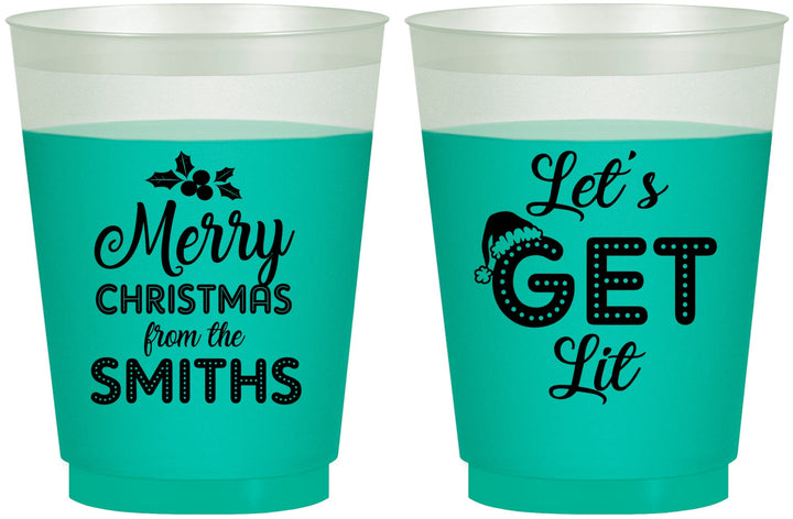 Custom Christmas 16 oz Color Changing Frosted Cups - Lets Get Lit | 280001