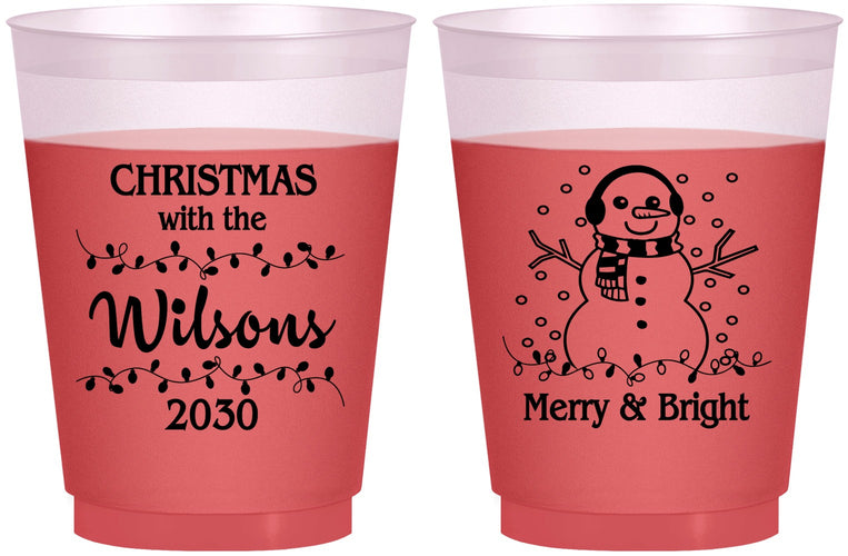 Custom Christmas 16 oz Color Changing Frosted Cups - Snowman | 280002