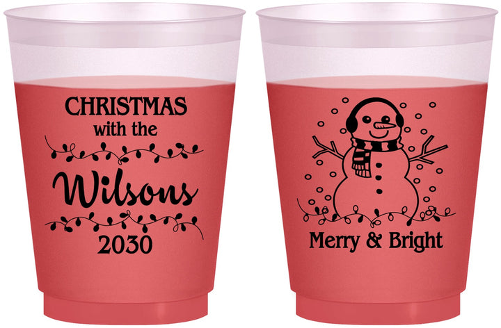 Custom Christmas 16 oz Color Changing Frosted Cups - Snowman | 280002