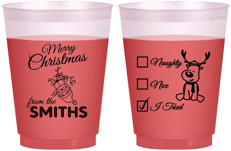 Custom Christmas 16 oz Color Changing Frosted Cups - Naughty Or Nice | 280004