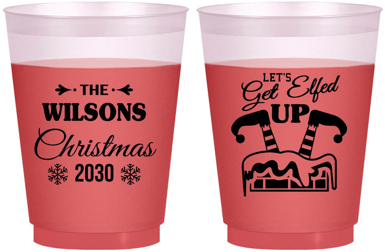 Custom Christmas 16 oz Color Changing Frosted Cups - Lets Get Elfed Up | 280006