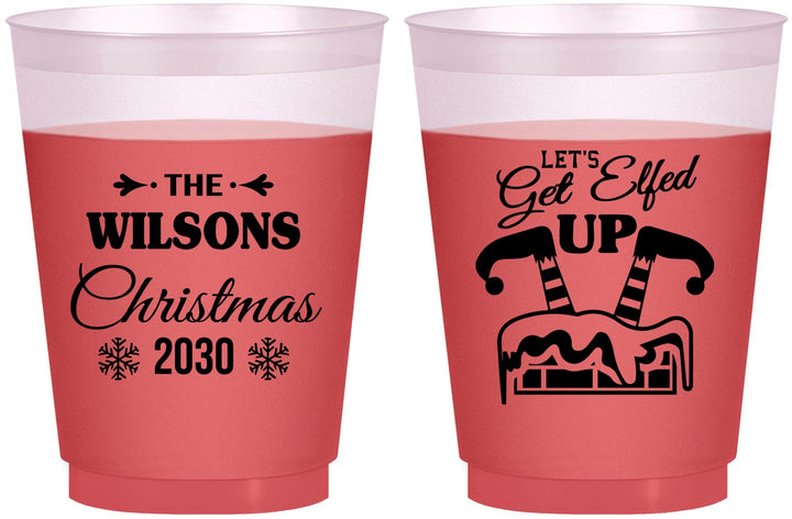 Custom Christmas 16 oz Color Changing Frosted Cups - Lets Get Elfed Up | 280006