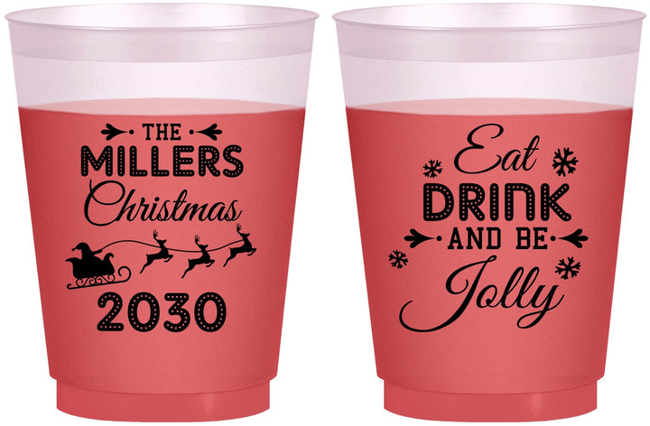 Custom Christmas 16 oz Color Changing Frosted Cups - Eat Drink And Be Jolly | 280010