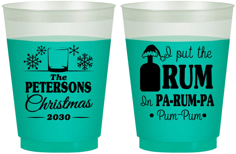 Custom Christmas 16 oz Color Changing Frosted Cups - Pa Rum Pa | 280013