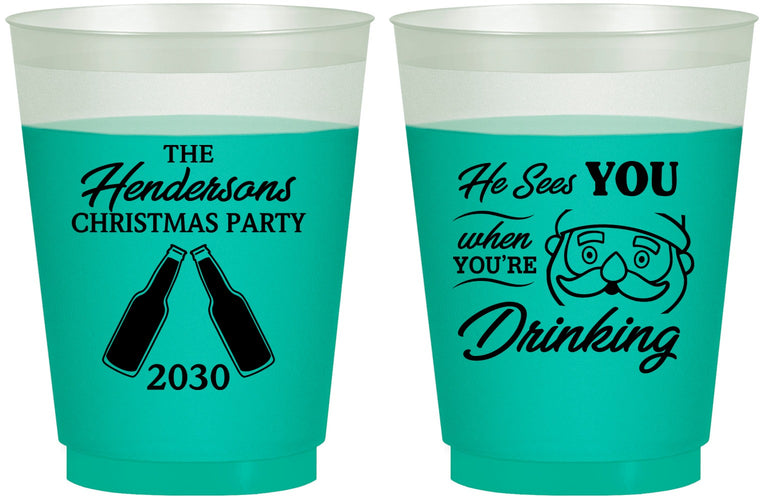 Custom Christmas 16 oz Color Changing Frosted Cups - Santa | 280015