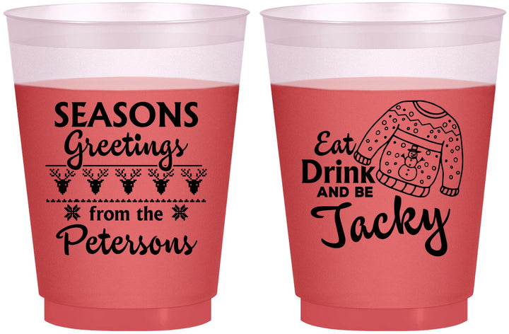 Custom Christmas 16 oz Color Changing Frosted Cups - Eat Drink Be Jacky | 280016