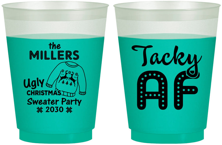 Custom Christmas 16 oz Color Changing Frosted Cups - Tacky Af | 280017