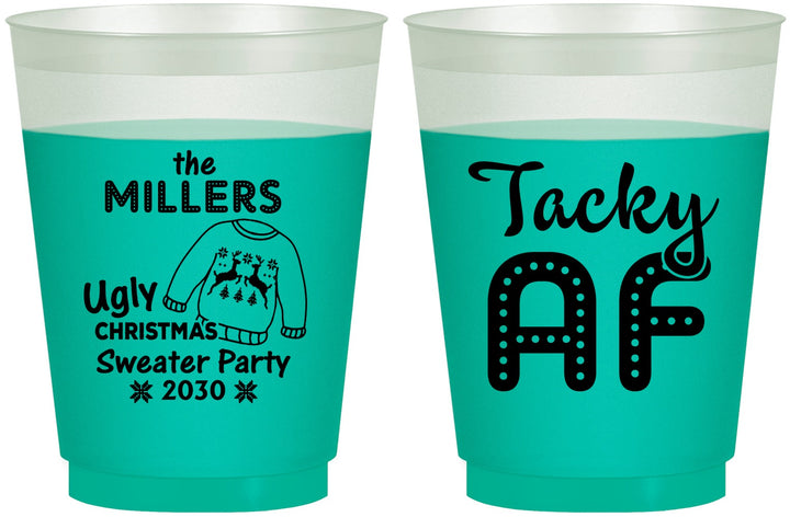 Custom Christmas 16 oz Color Changing Frosted Cups - Tacky Af | 280017