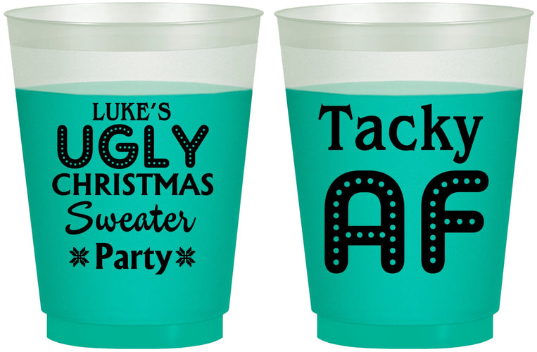 Custom Christmas 16 oz Color Changing Frosted Cups - Tacky Af | 280021