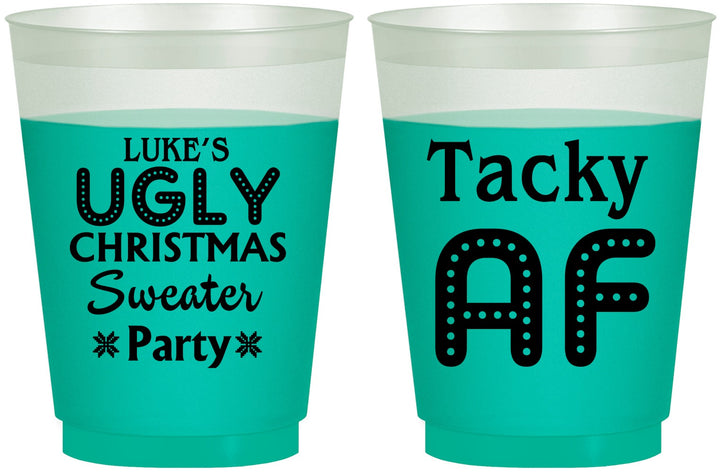 Custom Christmas 16 oz Color Changing Frosted Cups - Tacky Af | 280021