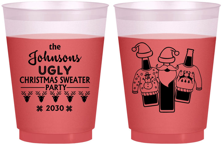 Custom Christmas 16 oz Color Changing Frosted Cups - Ugly Sweater | 280022