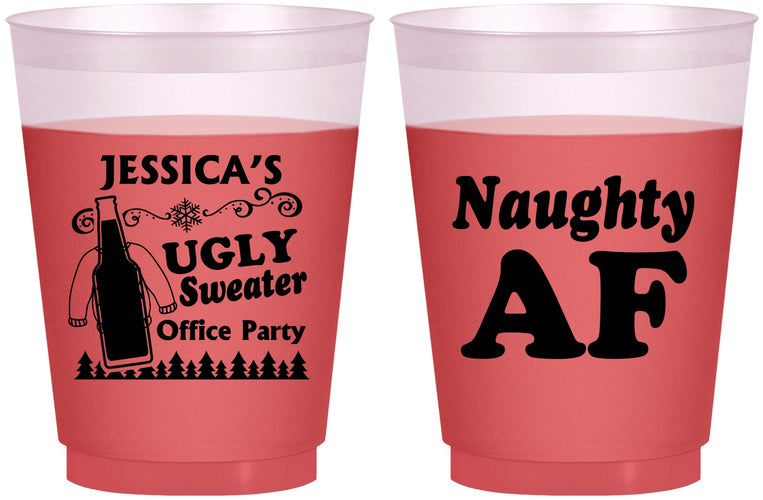 Custom Christmas 16 oz Color Changing Frosted Cups - Eat Drink Be Ugly | 280024