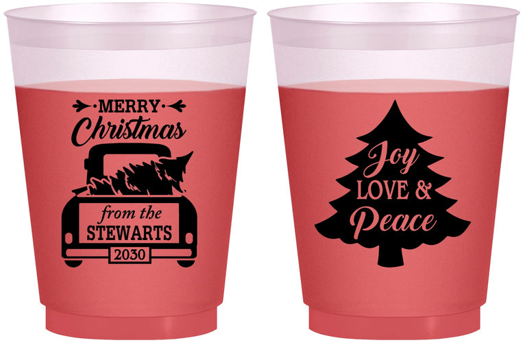 Custom Christmas 16 oz Color Changing Frosted Cups - Christmas Tree | 280026