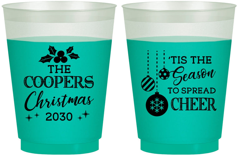 Custom Christmas 16 oz Color Changing Frosted Cups - Tis The Season | 280027