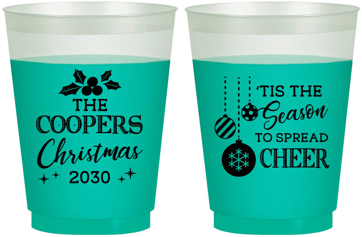 Custom Christmas 16 oz Color Changing Frosted Cups - Tis The Season | 280027