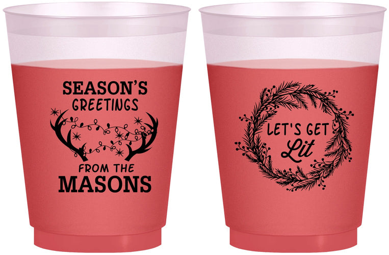 Custom Christmas 16 oz Color Changing Frosted Cups - Lets Get Lit | 280032