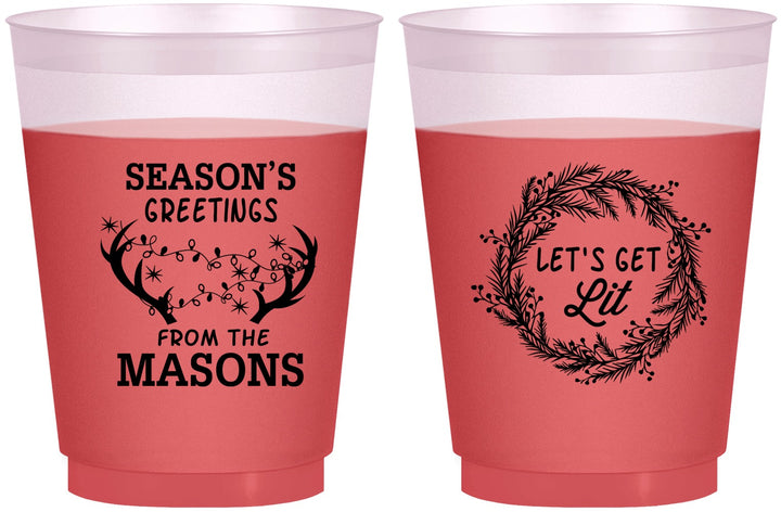 Custom Christmas 16 oz Color Changing Frosted Cups - Lets Get Lit | 280032