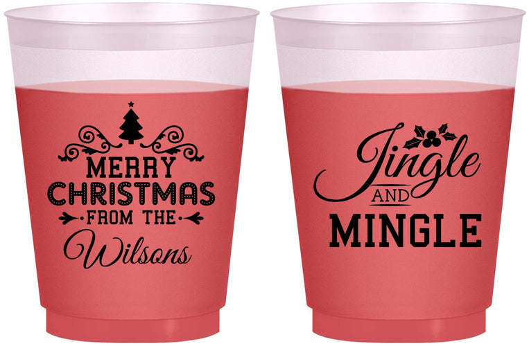 Custom Christmas 16 oz Color Changing Frosted Cups - Jingle And Mingle | 280034