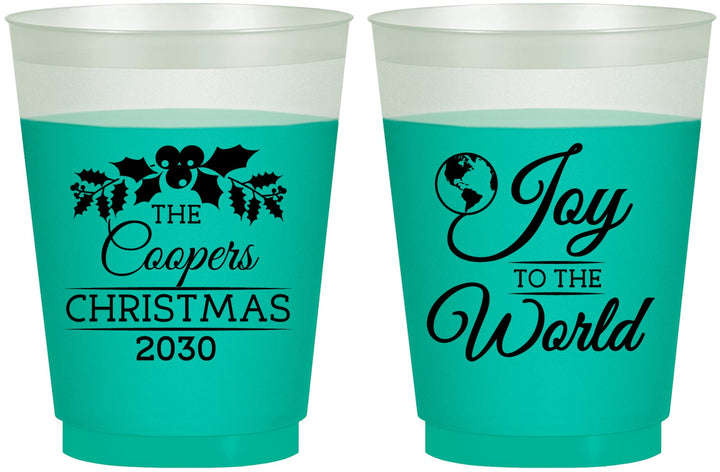 Custom Christmas 16 oz Color Changing Frosted Cups - Joy To The World | 280035