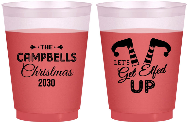 Custom Christmas 16 oz Color Changing Frosted Cups - Lets Get Elfed Up | 280036
