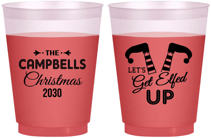 Custom Christmas 16 oz Color Changing Frosted Cups - Lets Get Elfed Up | 280036